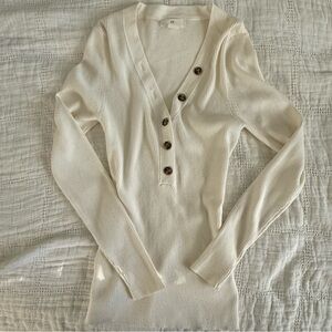 H&M Beige Ribbed Knit Top